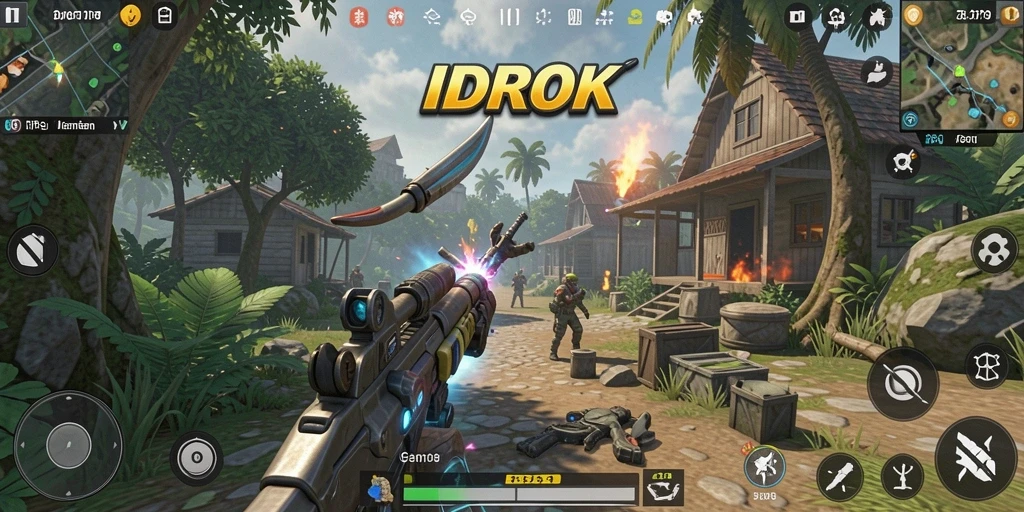 Screenshot gameplay IDROK menampilkan aksi seru dalam pertarungan TPS.