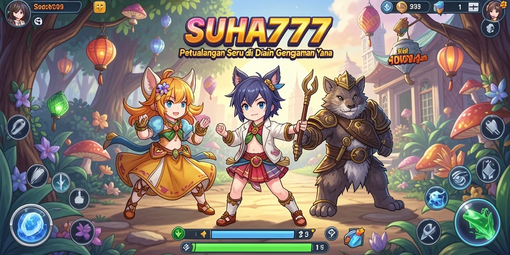 Tampilan gameplay menarik dari SUHU777 dengan karakter anime yang penuh warna.